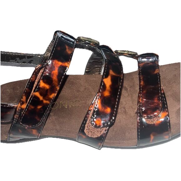 Vionic Brown Amber Tortoise Strappy Sandals Adjustable Orthopedic Woman's Size 8 - Picture 3 of 13